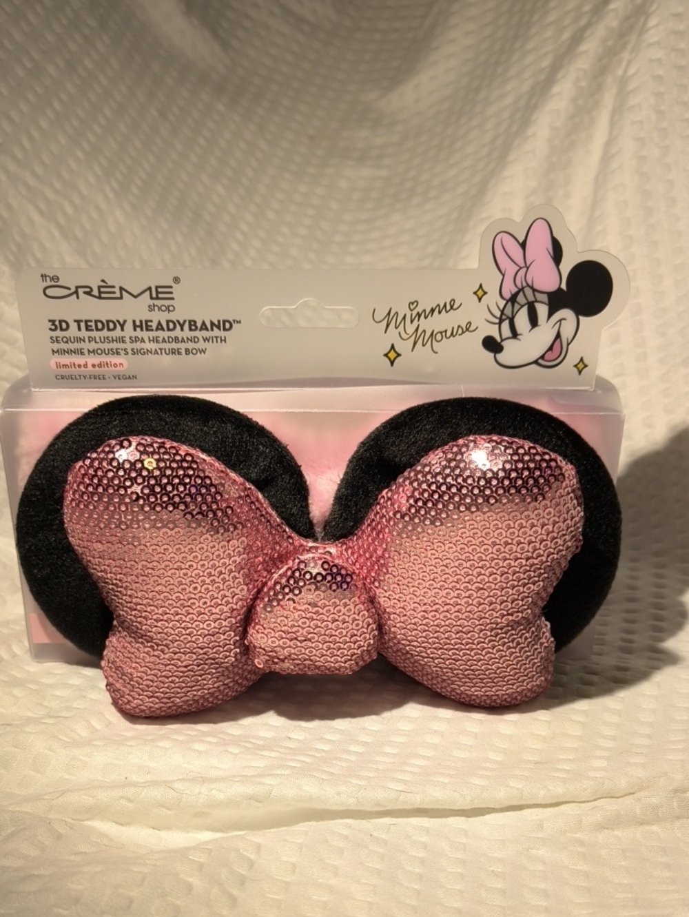 The Crème Shop x Minnie Mouse Pink Sequin 3D Teddy Headband